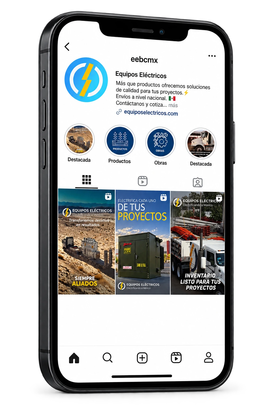 Mockup de redes sociales Equipos Eléctricos