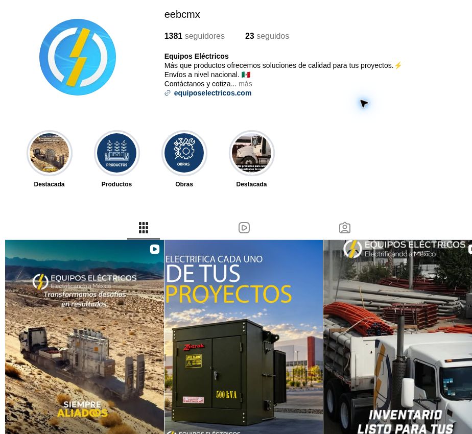 Equipos Eléctricos: Perfil de Instagram